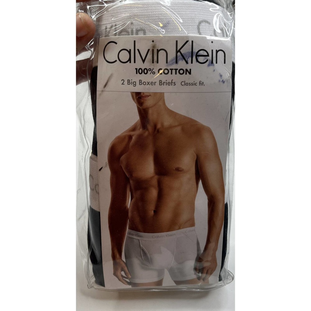 NWT Calvin Klein Pack of 2 100% Cotton Boxer Brief Size XL Men’s Black Underwear - Picture 1 of 3